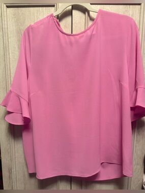 CeCe Soft Pink Layered Ruffle Sleeve Blouse Size XL